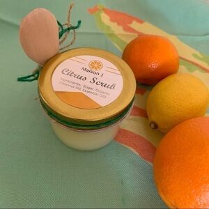 Citrus sugar scrub handcrafted all natural exfoliate moisturize skin care